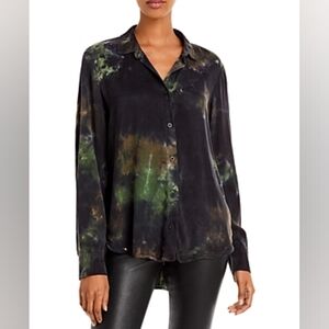 Bella Dahl Tie Dye Flowy Button Up In Camo Dye